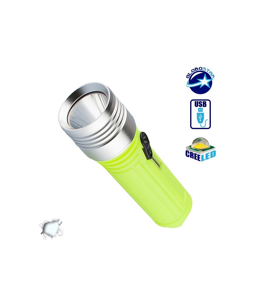 Αδιάβροχος Καταδυτικός Φακός Επαναφορτιζόμενος IP68 με 3 Μπαταρίες 18650 GloboStar 07009